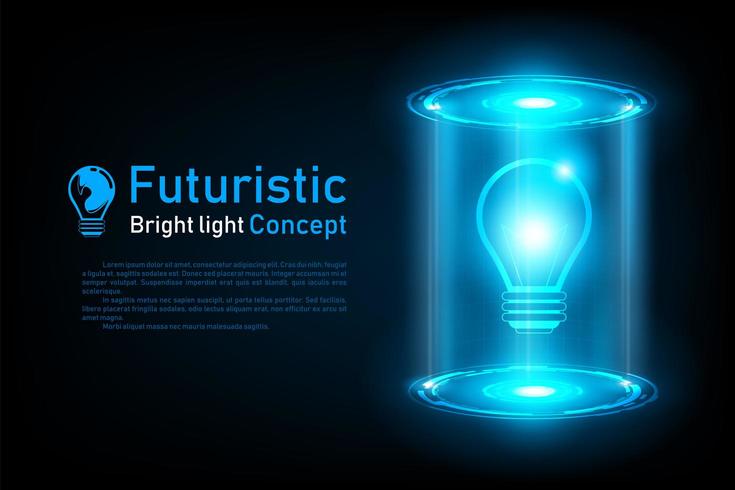 Abstract futuristic lightbulb idea hologram vector