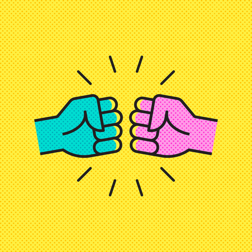 Fist Bump Pop Art Vector Illustration