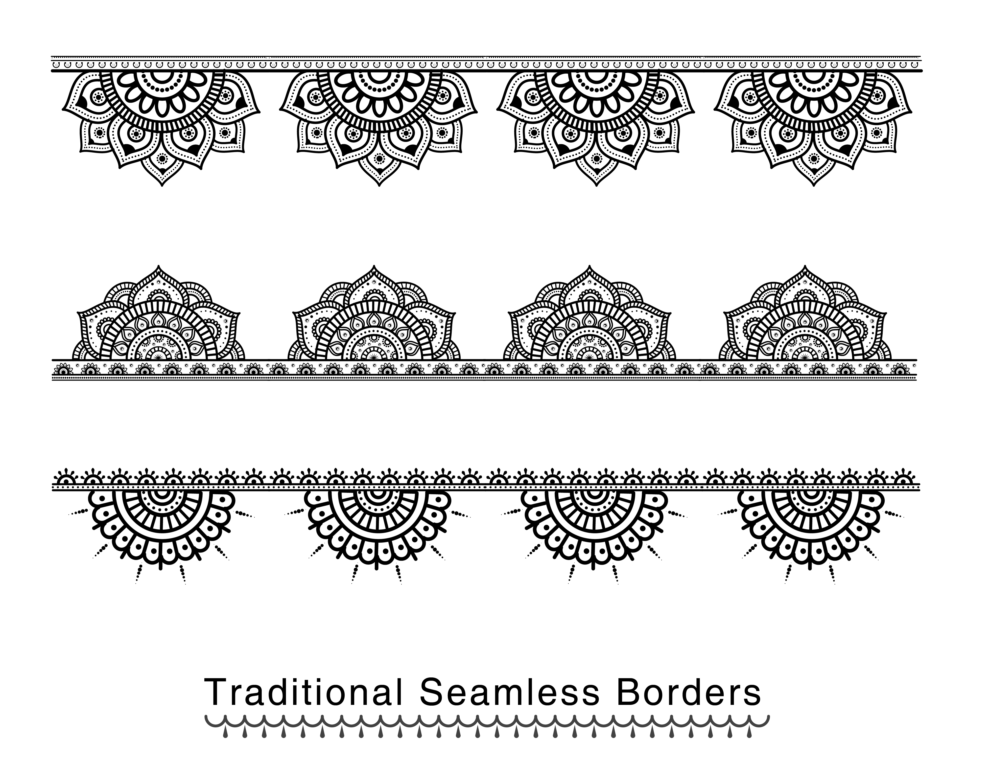 Download High detailed seamless mandala floral border pack ...