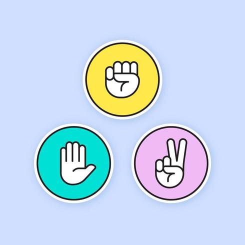 Rock Paper Scissors Line Icons vector