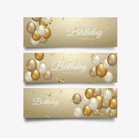 Happy Birthday celebration typography design for greeting banner set vector