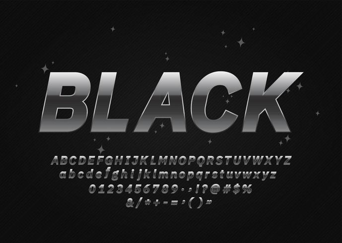 Dark Silver Font Black Metallic Alphabet vector