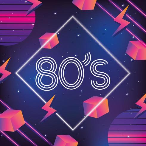 geometric neon style with 80s background vector