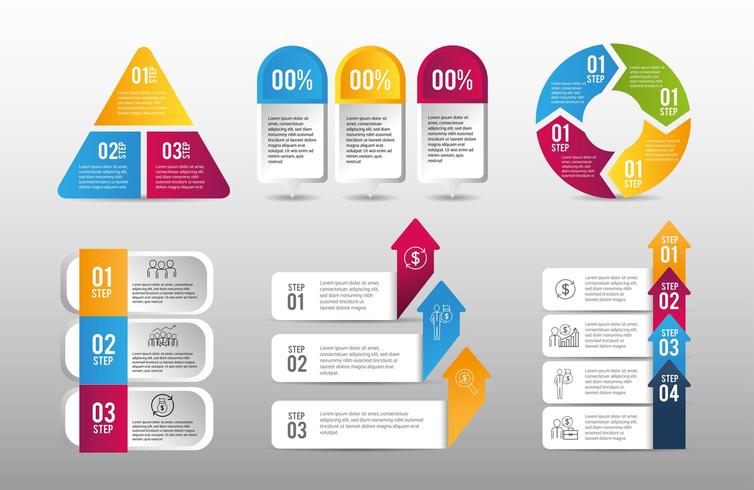 set business infographic data strategy plan vector