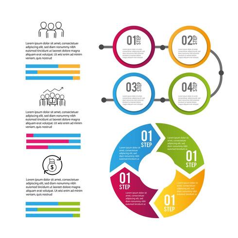 proceso de información de negocios de datos infográficos vector