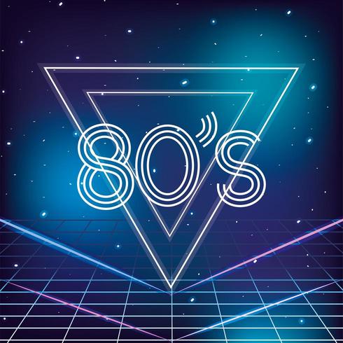 estilo retro geométrico de los años 80 con fondo de estrellas de galaxia vector