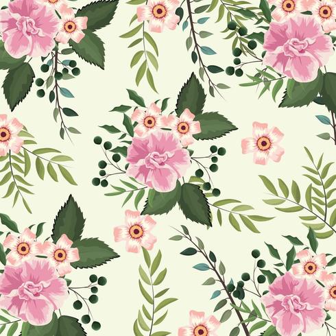 flowers and roses plants with branches background vector