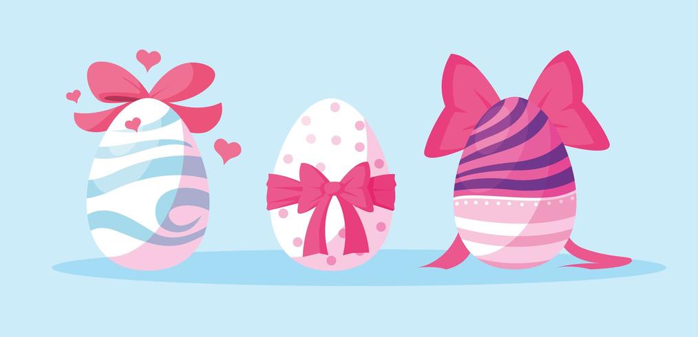 set of decorated easter eggs vector
