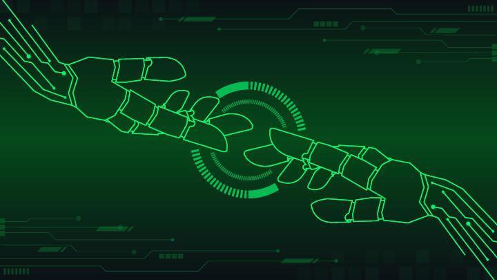 Business hand connection technology vector. vector