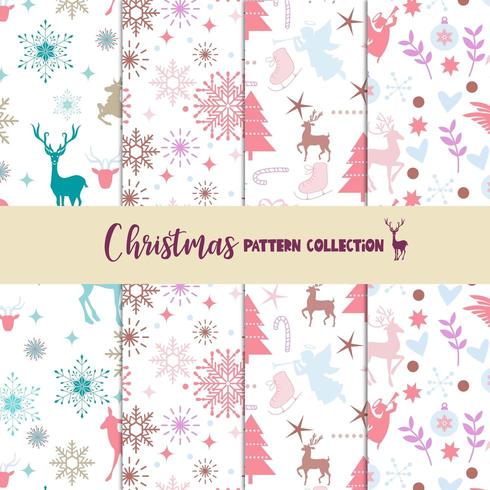 Pastel Christmas pattern collection vector