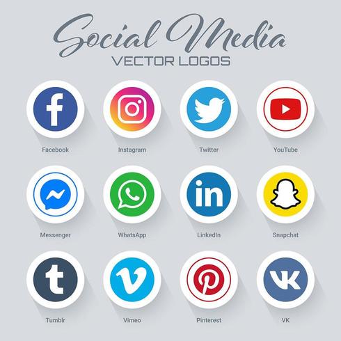 Colección de logos de redes sociales populares vector
