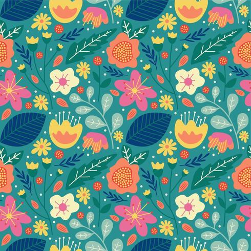 floral flower blossom and leaves seamless pattern vector