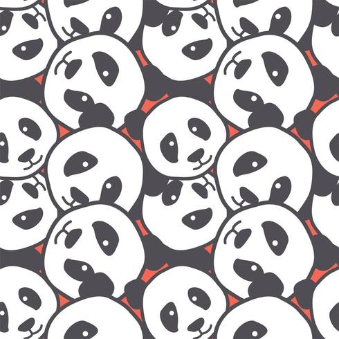 panda head doodle seamless pattern background vector