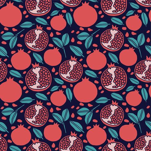 pomegranate fruit seamless pattern background vector
