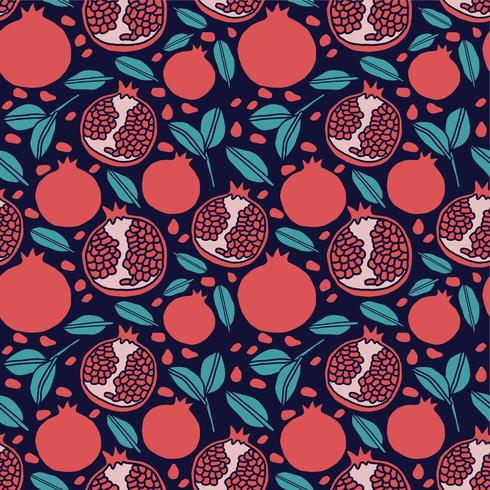 pomegranate fruit seamless pattern background vector