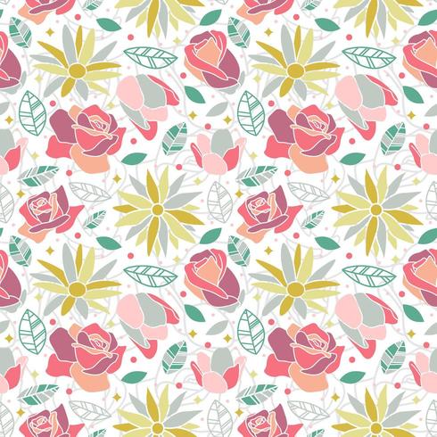 flower blossom rose daisy seamless pattern background vector