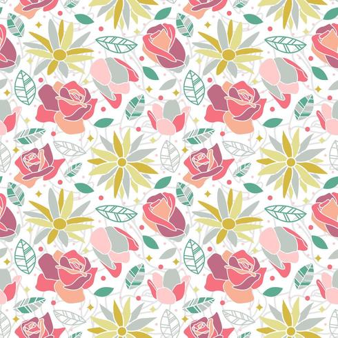 flower blossom rose daisy seamless pattern background