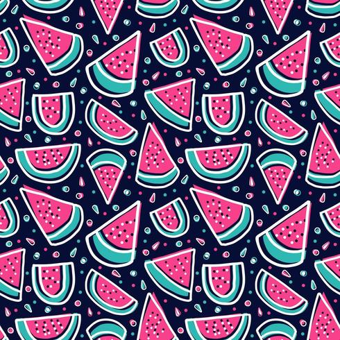 watermelon slice colorful tropical fresh fruit seamless pattern vector