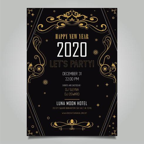 New year party poster template in outline vector