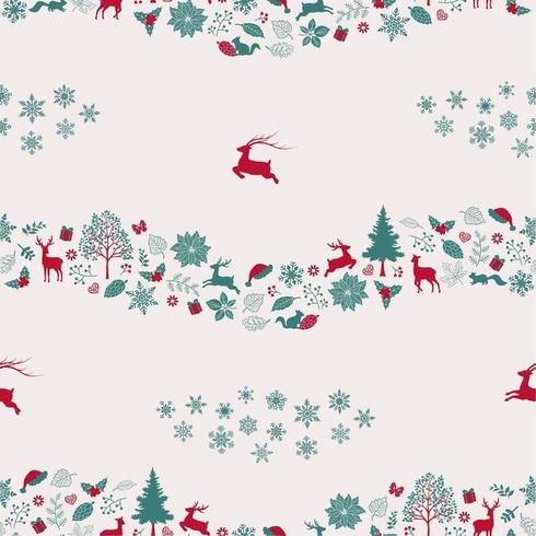 Christmas holiday seamless repeat pattern with traditional symbols vector