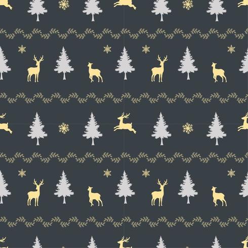 Christmas holiday seamless pattern with deer family on dark background vector