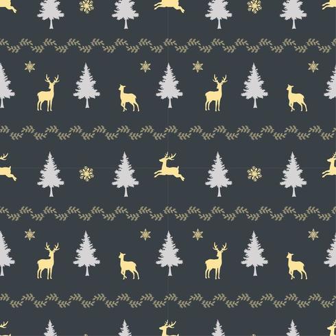 Christmas holiday seamless pattern with deer family on dark background vector