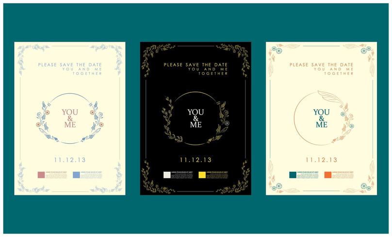 floral hand drawn save the date set vector