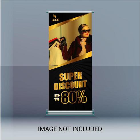 Roll Up Banner con recorte diagonal para imagen vector