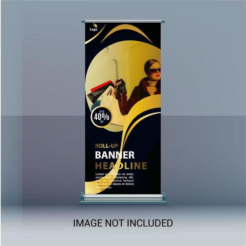 Roll Up Banner con marco circular para imagen vector