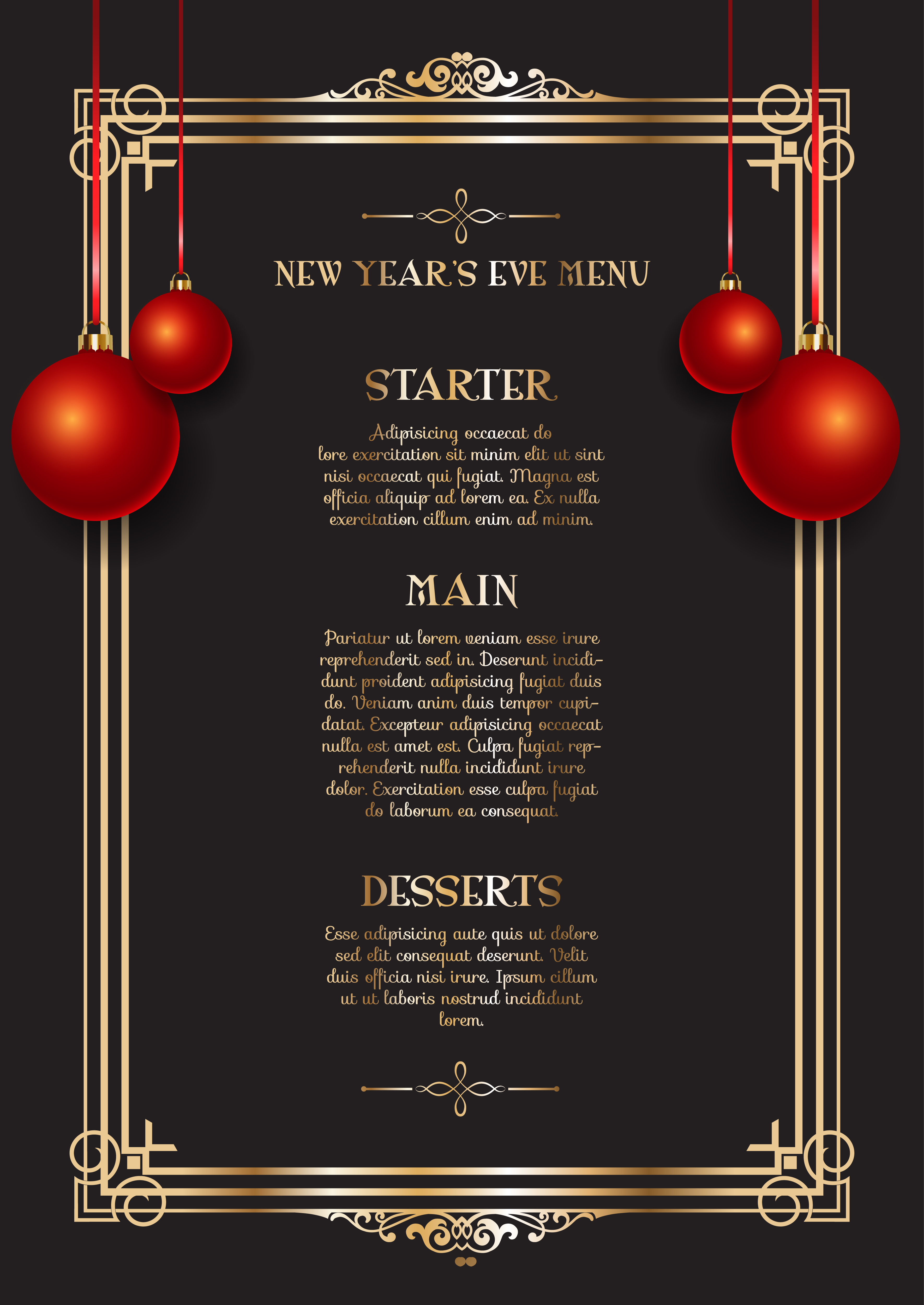 New Years Eve Menu Template