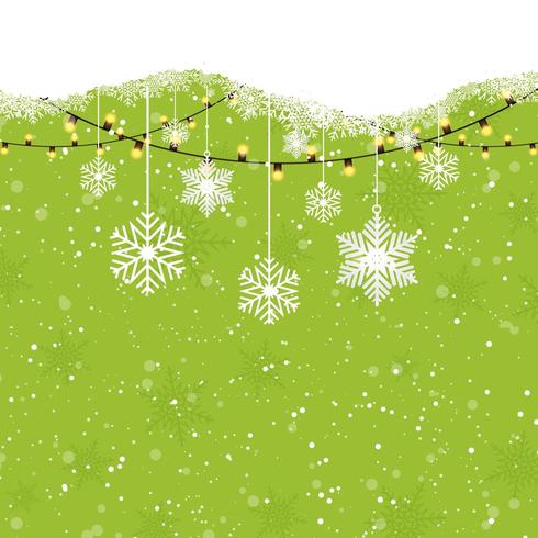 Christmas background with hanging snowflakes  vector