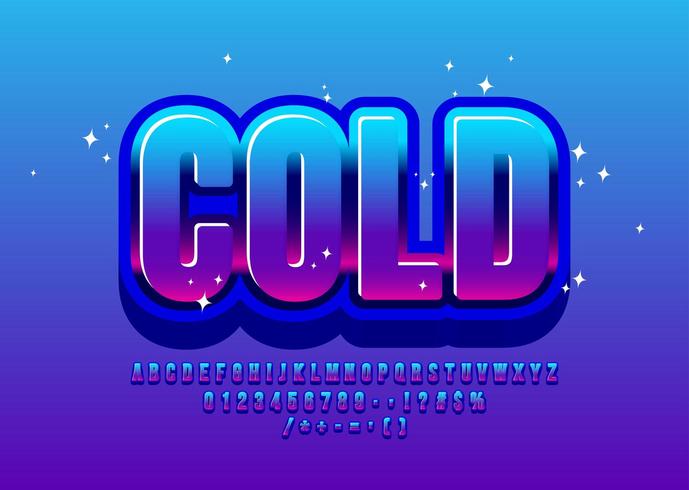 Glossy emblem Blue and Purple gradient Font. vector