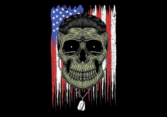 American army skull head  vector