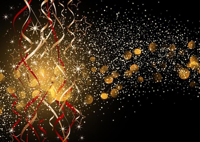 Decorative Christmas background with glitter and streamers vector