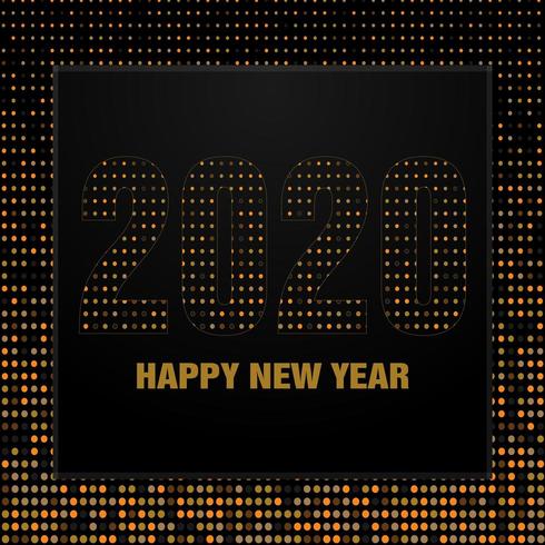 Minimal retro happy new year background in black vector