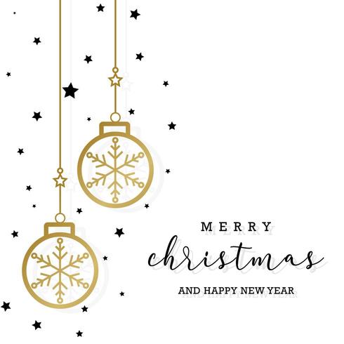 Minimal elegant merry christmas background with greeting text in black and white vector