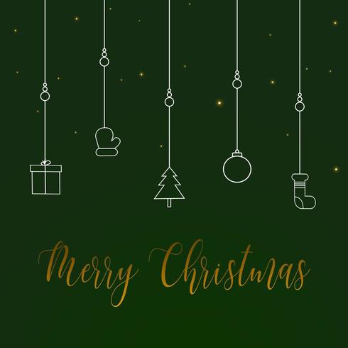 Simple christmas background in green with greeting text vector