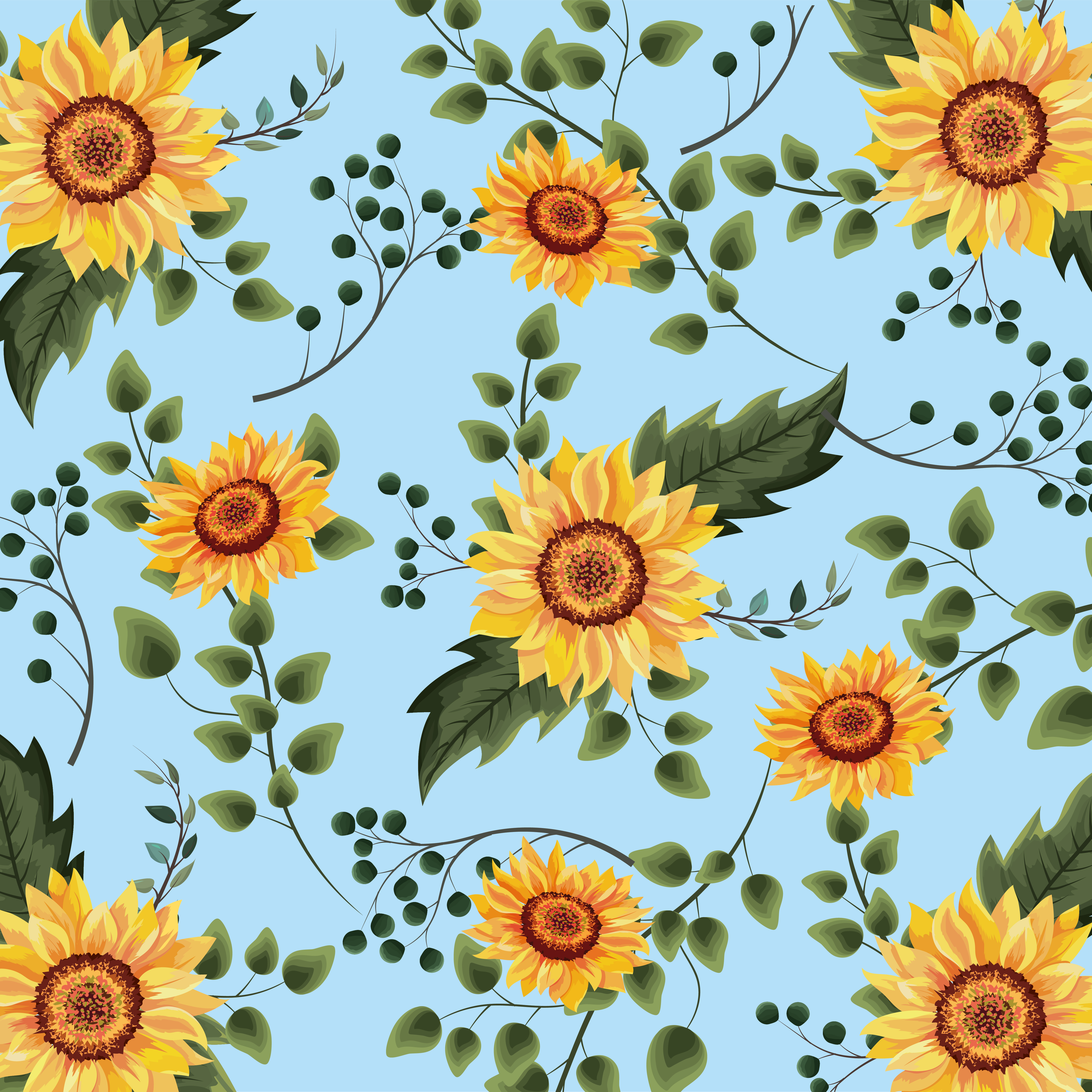 exotic sunflowers plants with branches background 691195 ...
