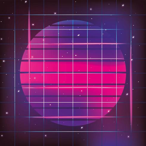 geometric sun neon and graphic style vector