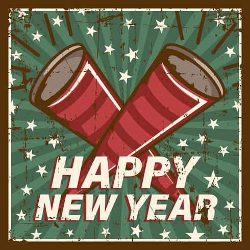 Happy New Year Vintage Signage Poster Rustic  vector