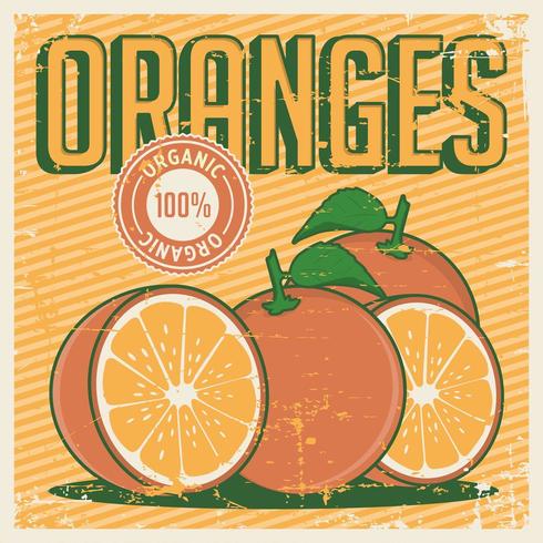 Orange Oranges Vintage Retro Signage  vector