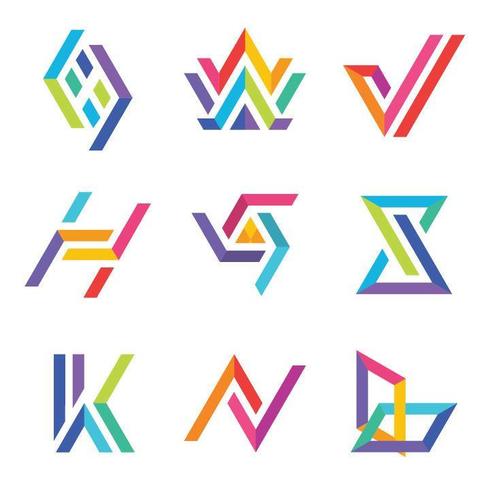 Conjunto de logotipo de tipografía colorida vector