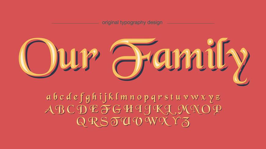 Elegant Yellow Calligraphy Display Font vector