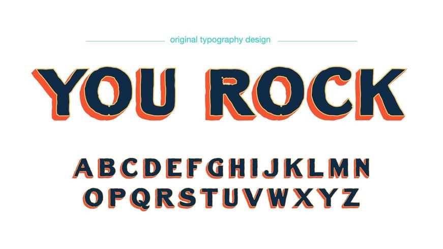 3D Bold Vintage Rough Font vector