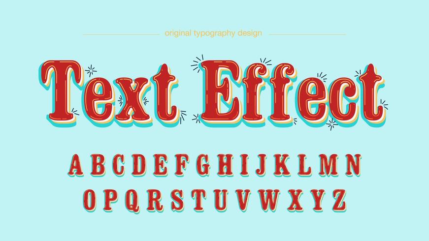 Red Retro Rounded Text Effect Font vector