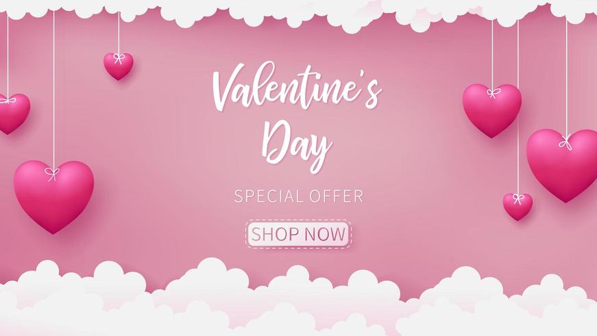 Valentines of paper craft design vector