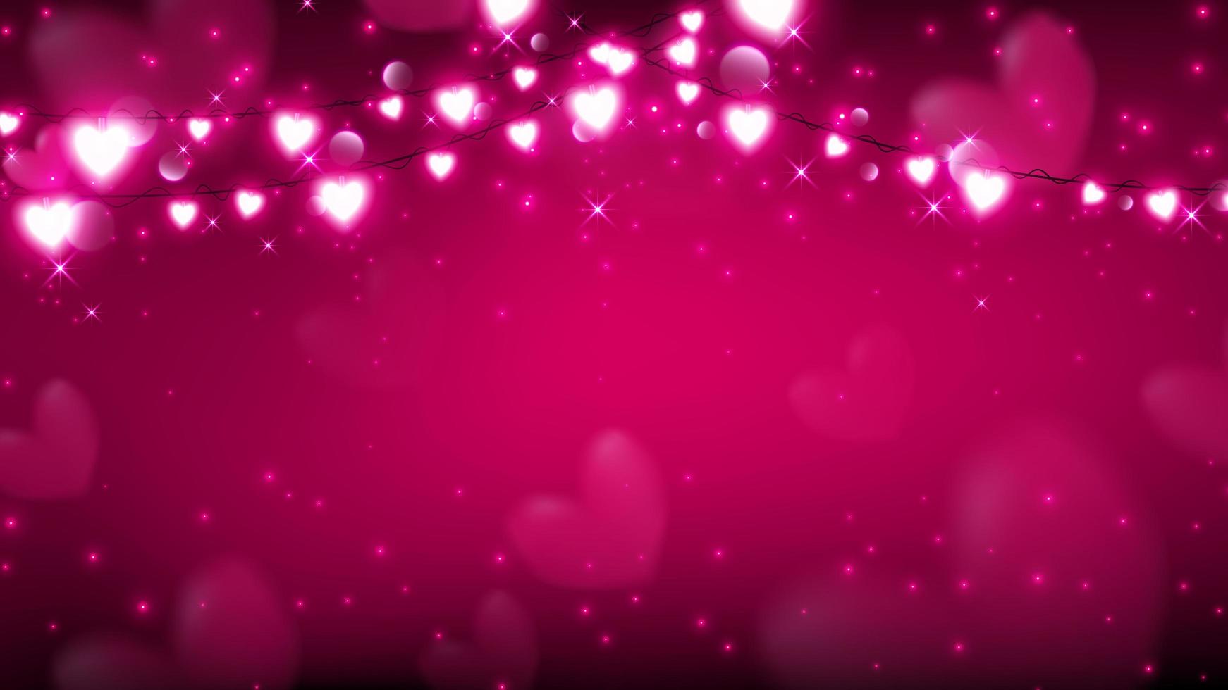 Abstract valentine background with fairy lights vector