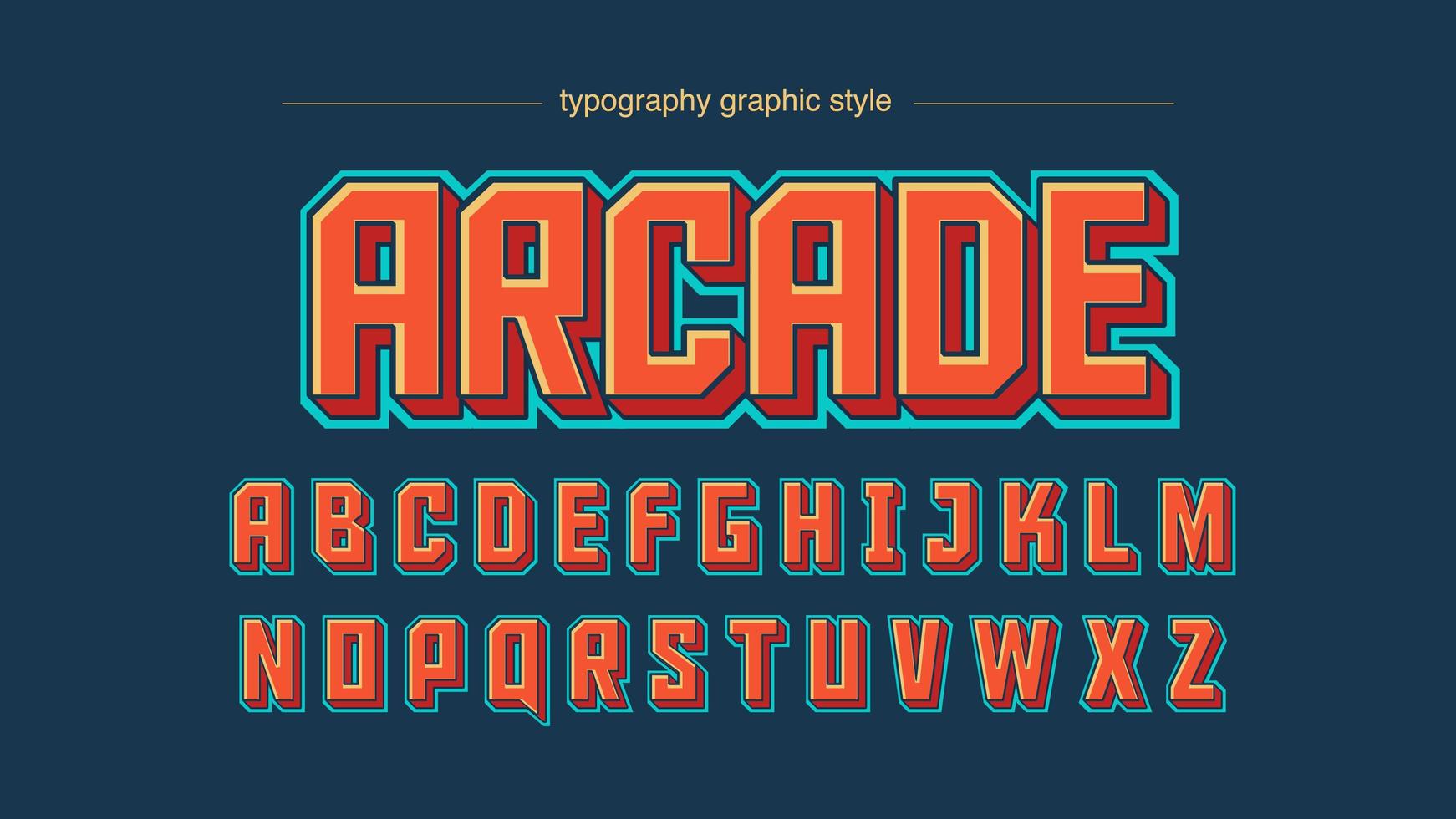 Retro Red Squared Artistic Font vector