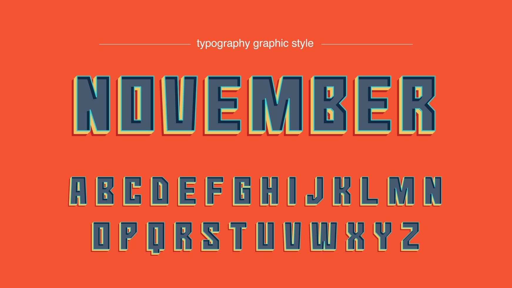Squared Retro Colorful Artistic Font vector