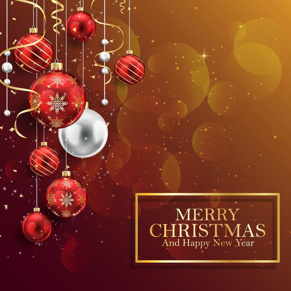 Christmas background with red balls vector